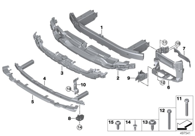 2020 BMW 740i xDrive Carrier, Bumper Front Diagram for 51117498869