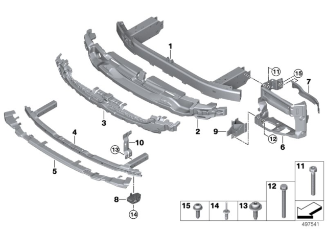 2020 BMW 740i xDrive BUMPER CARRIER SHOCK ABSORBE Diagram for 51117475153