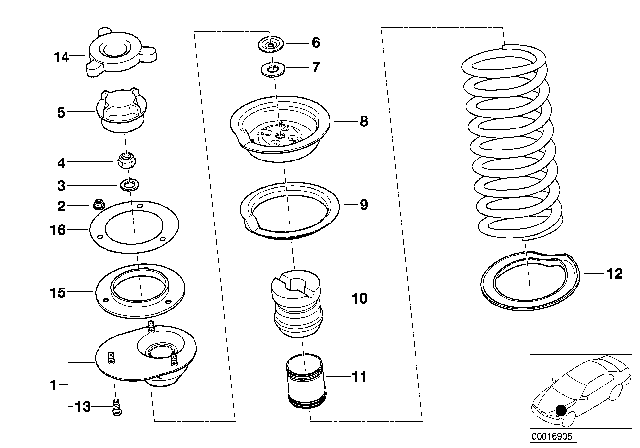 1996 BMW M3 Upper Spring Plate Diagram for 31332227348