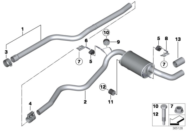 2015 BMW 328d Exhaust System Diagram 1