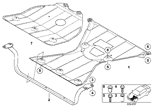 2001 BMW 540i Front Aggregate Protective Plate Diagram for 51718191952
