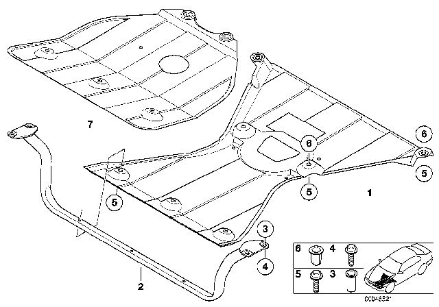 2000 BMW 528i Front Aggregate Protective Plate Diagram