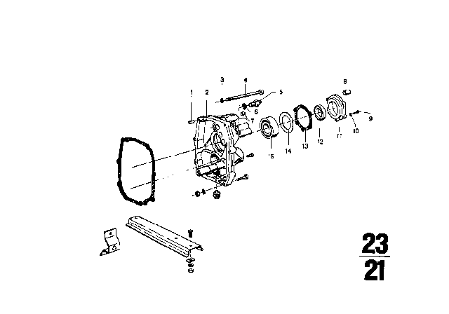 1969 BMW 2000 Transmission Cover Diagram for 23111200723