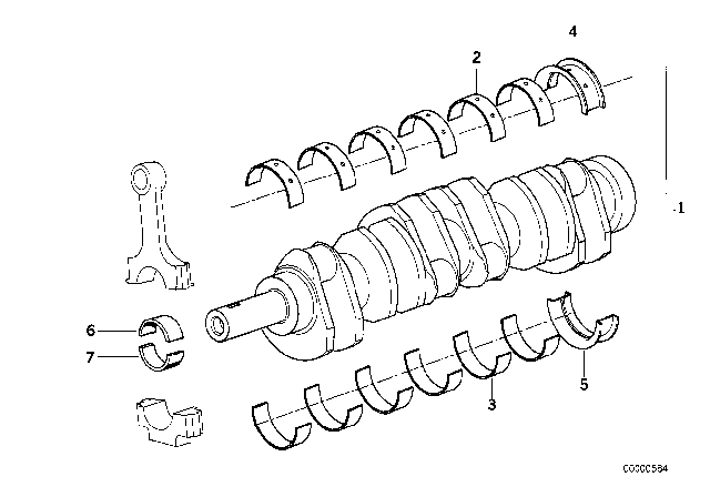 1992 BMW 850i Guide-Bearing Shell Yellow Diagram for 11211731052