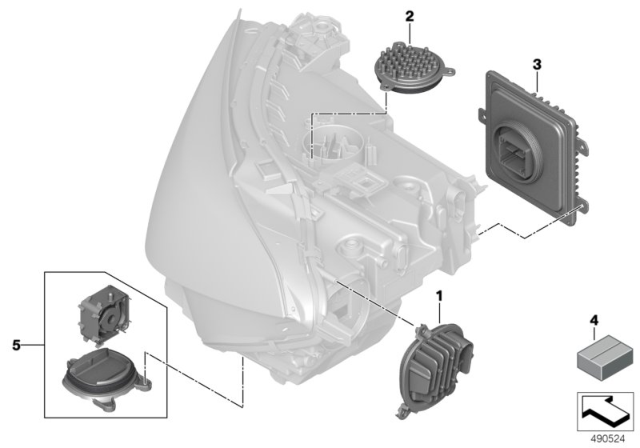 2020 BMW 840i xDrive Single Parts, Headlight Diagram