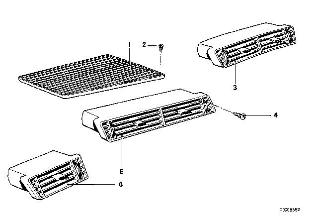 1984 BMW 733i Fresh Air Grille, Right Diagram for 64221375027