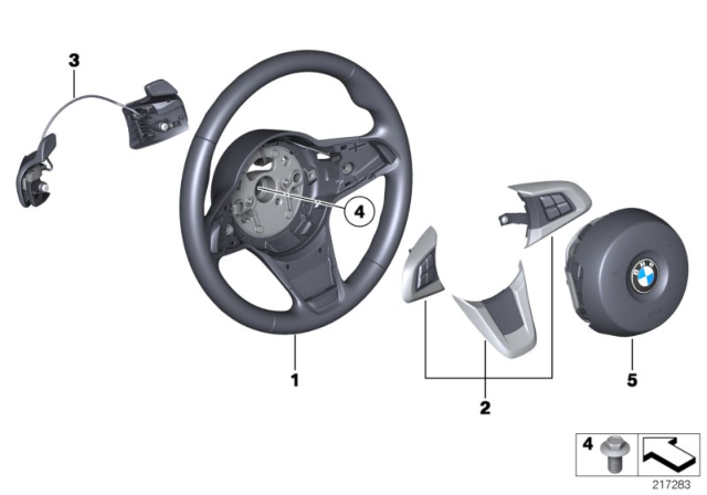 2013 BMW Z4 Sport Steering Wheel, Airbag, W/Paddles Diagram