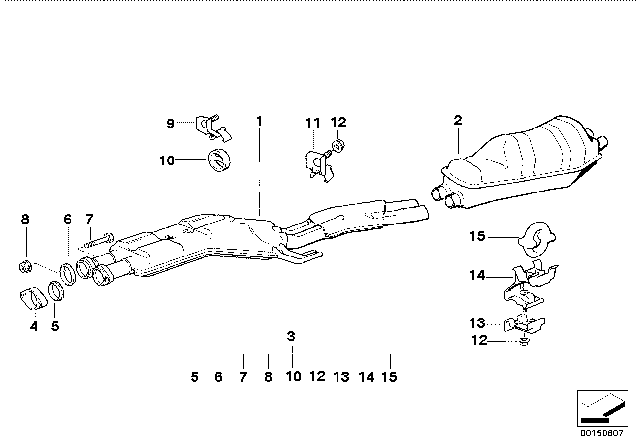 1994 BMW 740iL Rear Muffler Diagram for 18101702914