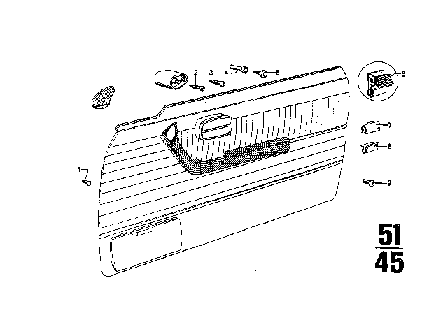 1971 BMW 3.0CS Armrest - Single Parts Diagram 3