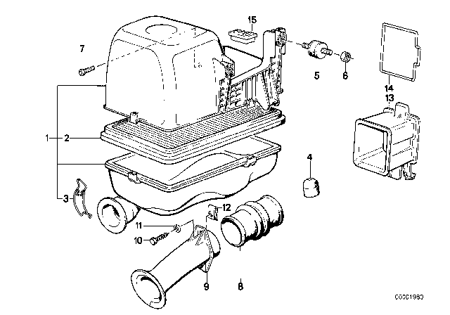1991 BMW M3 Intake Silencer / Filter Cartridge Diagram