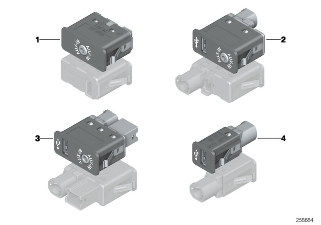 2011 BMW 328i xDrive USB / Aux-In Socket Diagram 2