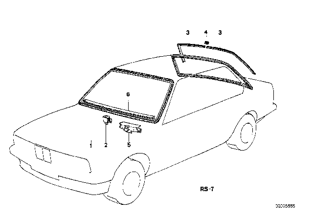 1991 BMW M3 Glazing, Mounting Parts Diagram