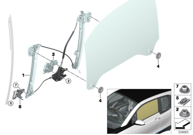 2020 BMW i3 Front Right Window Regulator Diagram for 51337352876