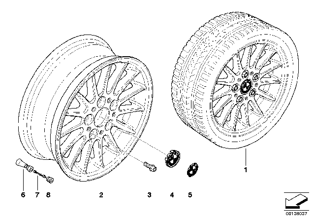 2008 BMW 328i BMW Light Alloy Wheel, Radial Spoke Diagram 3