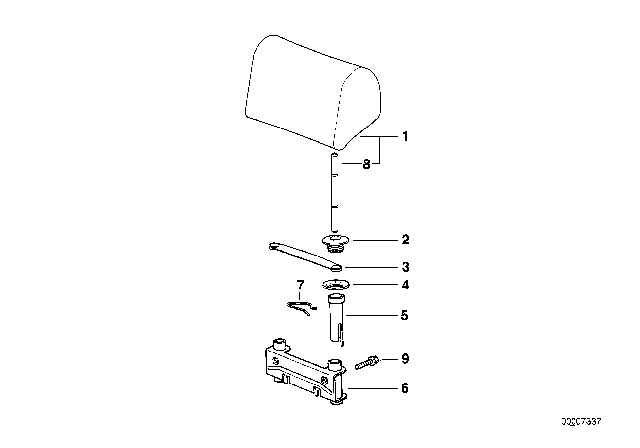 1995 BMW 318ti Rear Seat Head Restraint Diagram