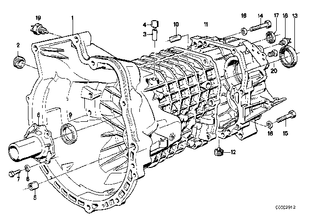 1982 BMW 320i Housing & Attaching Parts (Getrag 240) Diagram