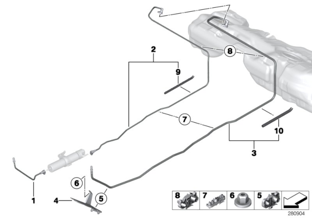 2014 BMW 328d xDrive Fuel Pipe And Mounting Parts Diagram