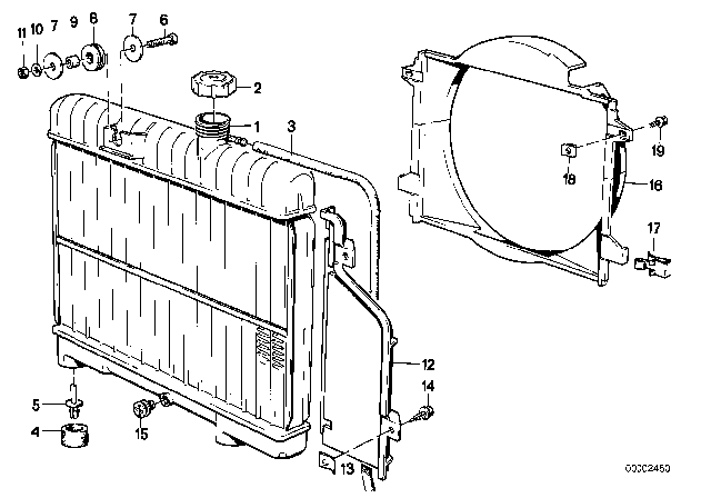 1985 BMW 318i Transmission Oil Cooler Radiator Diagram for 17111707811