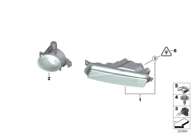 2009 BMW 135i Fog Lamp Bulb Diagram for 63217160784