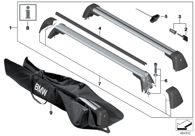 2020 BMW M5 Roof Rack Diagram