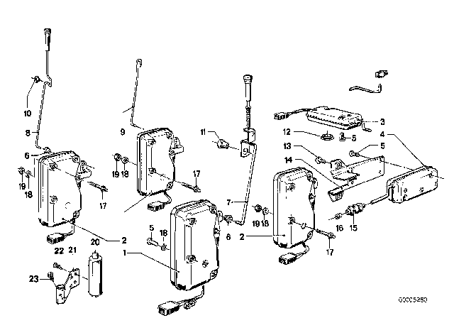 1979 BMW 733i Central Locking Door Diagram for 51261363596