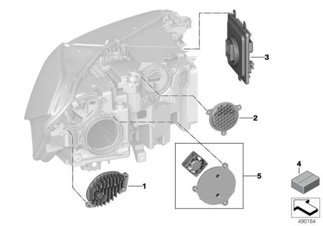 2019 BMW X5 Single Parts, Headlight Diagram