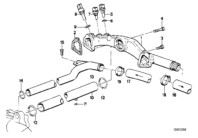 1994 BMW 750iL Cooling System Pipe Diagram