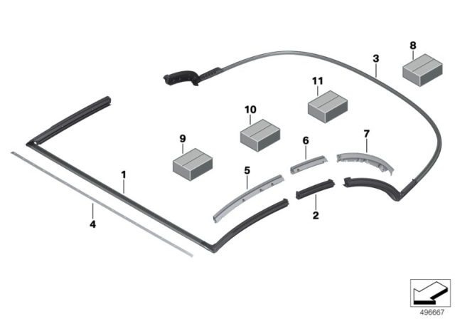 2020 BMW 840i RAIL F GASKET REAR LEFT Diagram for 54347947403