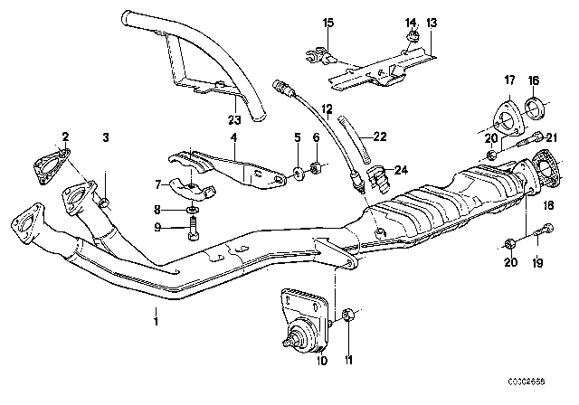 1988 BMW 535i Exhaust Pipe, Catalytic Converter Diagram