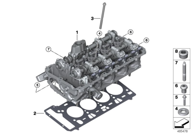 2019 BMW M850i xDrive Cylinder Head & Attached Parts Diagram 1