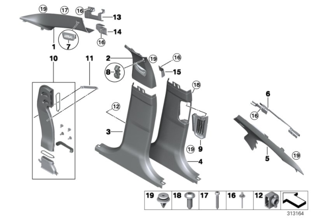 2014 BMW 528i Trim Panel Diagram