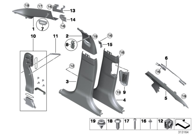 2014 BMW 535i xDrive Trim Panel Diagram