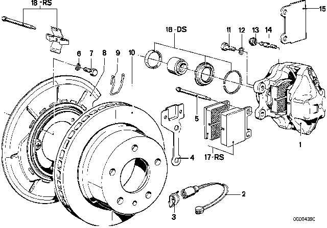 1977 BMW 630CSi Rear Wheel Brake, Brake Pad Sensor Diagram