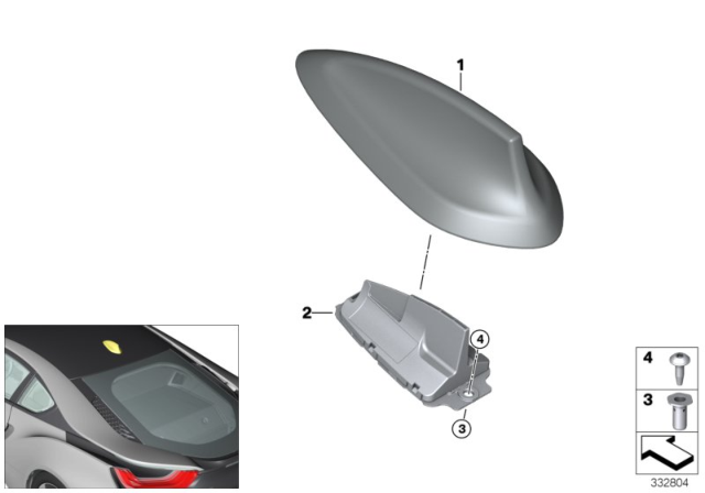 2016 BMW i8 Single Parts, Antenna Diagram