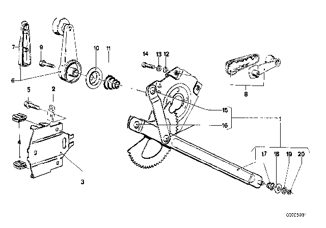 1978 BMW 530i Door Window Lifting Mechanism Diagram 4