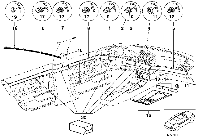 2000 BMW 740i Fine Wood Trim Diagram 4