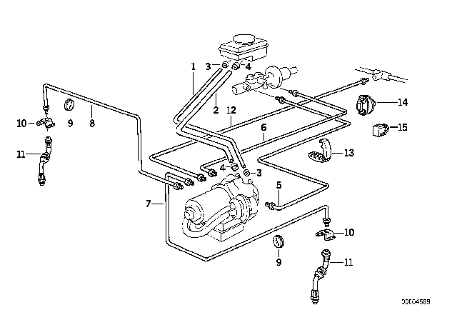 1993 BMW 325i Brake Pipe Front ABS Diagram 1