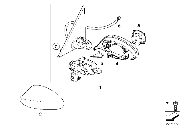 2008 BMW 128i Outside Mirror Heated With Memory, Left Diagram for 51167208171