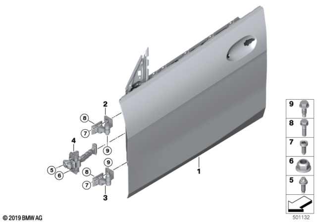 2020 BMW 228i xDrive Gran Coupe Front Door - Hinge / Door Brake Diagram