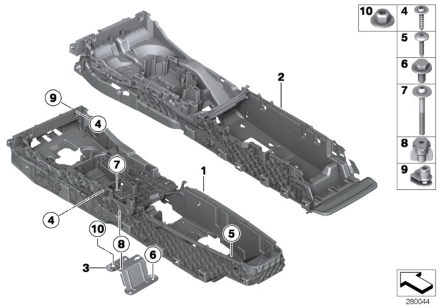 2015 BMW M6 Carrier, Centre Console Diagram