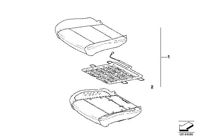 2007 BMW X5 Seat, Front, Cushion & Cover Diagram 5