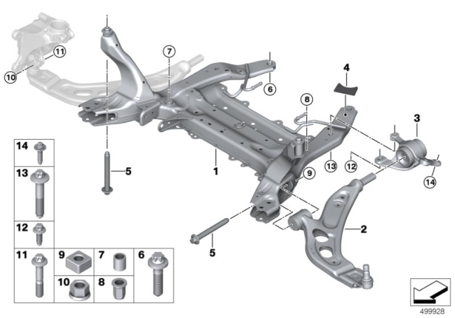 2020 BMW X1 Front Axle Support / Wishbone Diagram