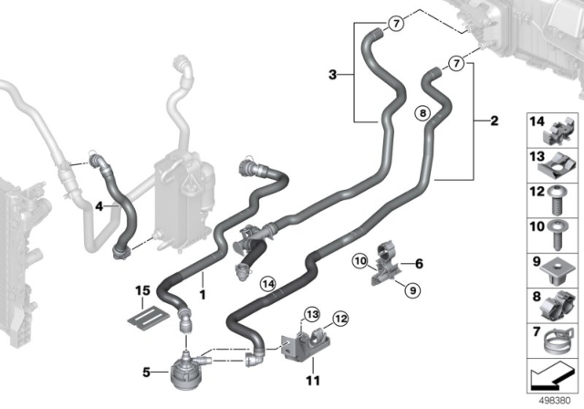 2020 BMW 840i xDrive Gran Coupe Cooling Water Hoses Diagram