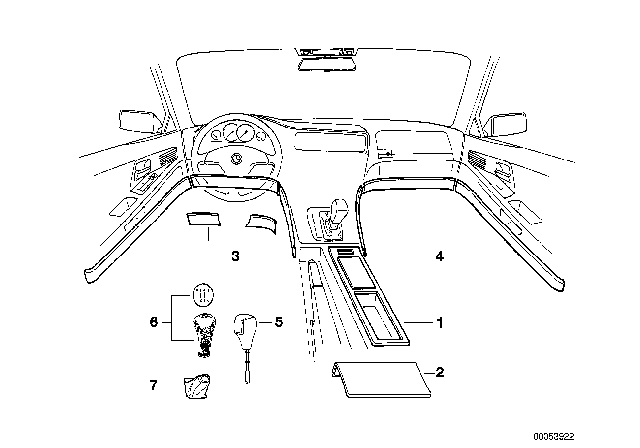 1993 BMW 850Ci Wood Cover, Centre Console Diagram for 51162138629