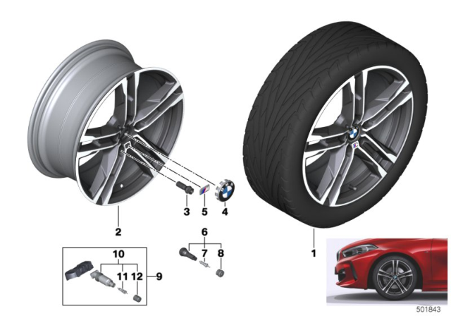 2020 BMW 228i xDrive Gran Coupe BMW Light-Alloy Wheel Double Spokes Diagram 2