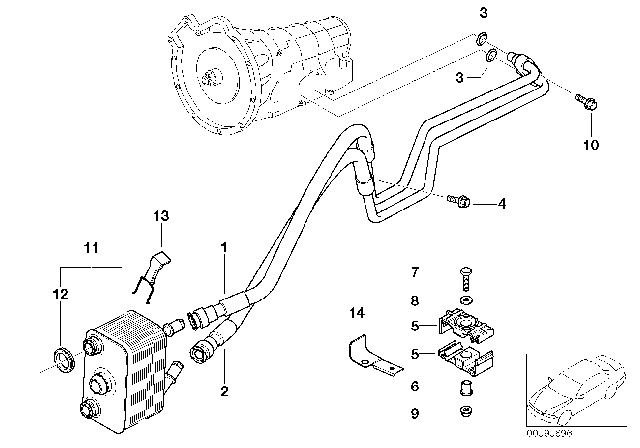 2003 BMW X5 Oil Cooler Pipe / Heat Exchanger Diagram