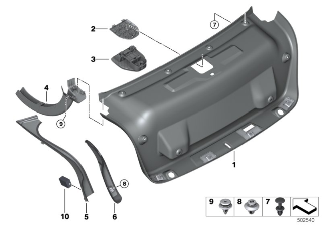 2019 BMW 330i xDrive Trim Panel, Rear Trunk / Trunk Lid Diagram 2