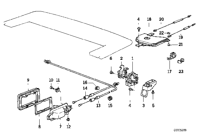 1992 BMW 318i Folding Top Flap Mechanism Diagram