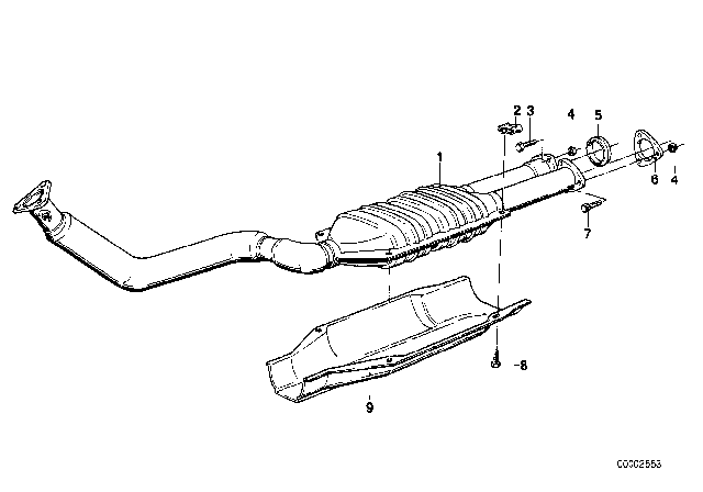 1981 BMW 528i Catalytic Converter Exhaust Pipe Diagram for 11761268953