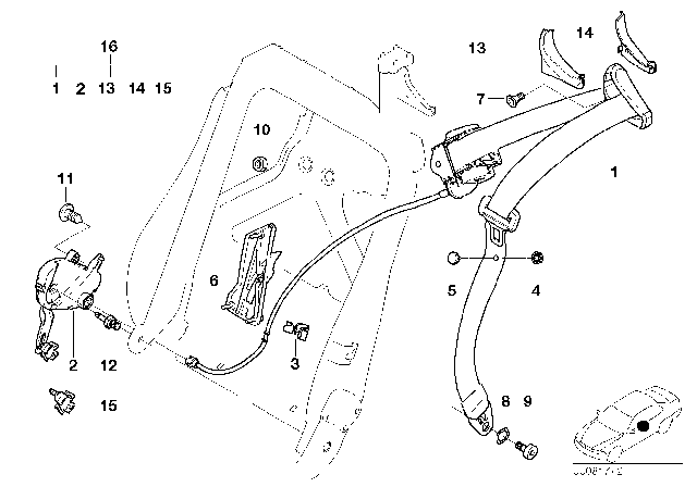 2003 BMW 330Ci Safety Belt Front Diagram